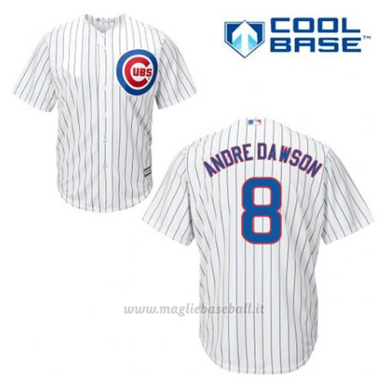 Maglia Baseball Uomo Chicago Cubs 8 Andre Dawson Bianco 1ªCool Base